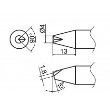 HAKKO T37-BCR4 Soldering Tip with Shape-4BC with V-Groove for FX-8004 and FX-8005