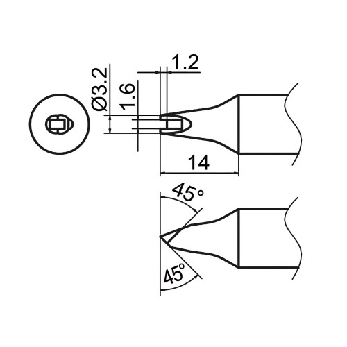HAKKO T37-DR1632 Soldering Tip with Shape-D Slot In:1.6mm Out:3.2mm for FX-8004 and FX-8005 HAKKO T37-DR1632 Soldering Tip with Shape-D Slot In:1.6mm Out:3.2mm for FX-8004 and FX-8005