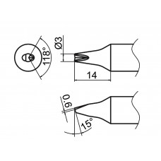 HAKKO T37-DR3 Soldering Tip with Shape-3D with V-Groove for FX-8004 and FX-8005