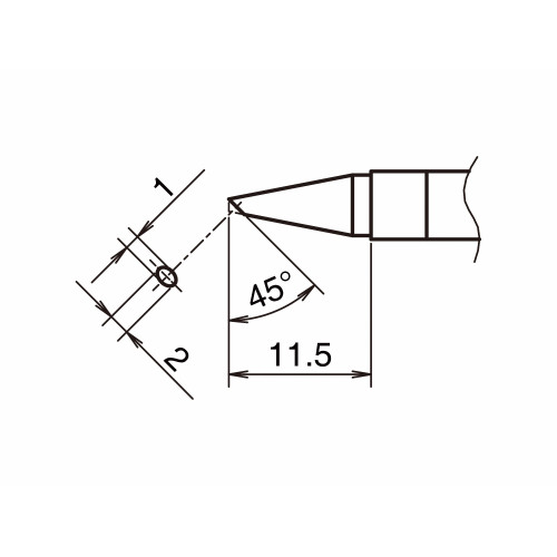 HAKKO T39-BC1020 Soldering Tip Shape-BC hor: 1mm, vrt: 2mm HAKKO T39-BC1020 Soldering Tip Shape-BC hor: 1mm, vrt: 2mm
