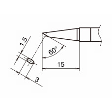 HAKKO T39-BC1530 Soldering Tip Shape-BC hor: 1.5mm, vrt: 3mm