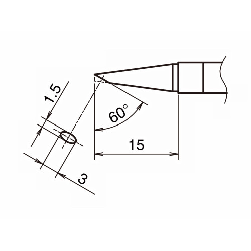 HAKKO T39-BC1530 Soldering Tip Shape-BC hor: 1.5mm, vrt: 3mm