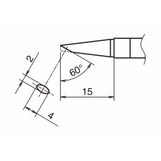 HAKKO T39-BC2040 Soldering Tip Shape-BC hor: 2mm, vrt: 4mm