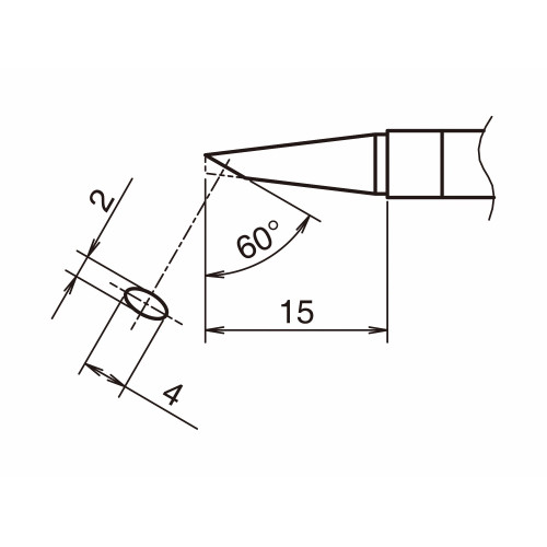 HAKKO T39-BC2040 Soldering Tip Shape-BC hor: 2mm, vrt: 4mm