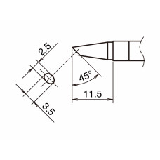 HAKKO T39-BC2535 Soldering Tip Shape-BC hor: 2.5mm, vrt: 3.5mm