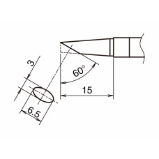 HAKKO T39-BC3065 Soldering Tip Shape-BC hor: 3mm, vrt: 6.5mm