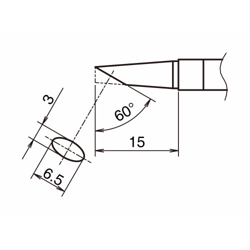 HAKKO T39-BC3065 Soldering Tip Shape-BC hor: 3mm, vrt: 6.5mm