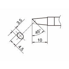 HAKKO T39-BC3545 Soldering Tip Shape-BC hor: 3.5mm, vrt: 4.5mm