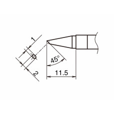 HAKKO T39-BCF1020 Soldering Tip Shape-BC hor: 1mm, vrt: 2mm Tinned Surface Only