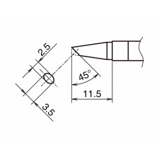 HAKKO T39-BCF2535 Soldering Tip Shape-BC hor: 2.5mm, vrt: 3.5mm Tinned Surface Only