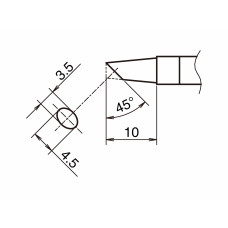 HAKKO T39-BCF3545 Soldering Tip Shape-BC hor: 3.5mm, vrt: 4.5mm Tinned Surface Only
