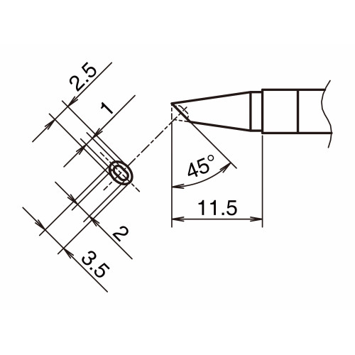 HAKKO T39-BCM2535 Soldering Tip Shape-BC hor: 2.5mm, vrt: 3.5mm W Indent HAKKO T39-BCM2535 Soldering Tip Shape-BC hor: 2.5mm, vrt: 3.5mm W Indent