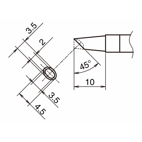 HAKKO T39-BCM3545 Soldering Tip Shape-BC hor: 3.5mm, vrt: 4.5mm W Indent HAKKO T39-BCM3545 Soldering Tip Shape-BC hor: 3.5mm, vrt: 4.5mm W Indent