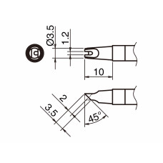 HAKKO T39-BCR1235 Soldering Tip Shape-BC with Slot In:1.2mm Out:3.5mm