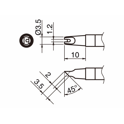 HAKKO T39-BCR1235 Soldering Tip Shape-BC with Slot In:1.2mm Out:3.5mm