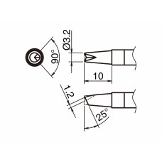 HAKKO T39-BCR32 Soldering Tip Shape-3.2BC with V-Groove
