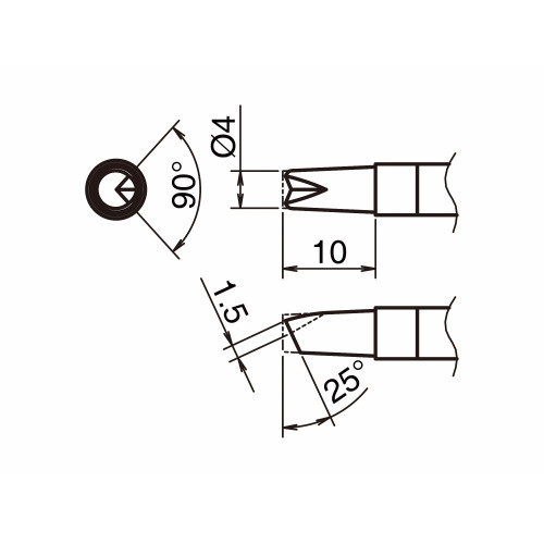 HAKKO T39-BCR4 Soldering Tip Shape-4BC with V-Groove