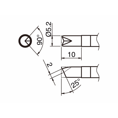 HAKKO T39-BCR52 Soldering Tip Shape-5.2BC with V-Groove