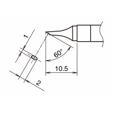 HAKKO T39-C1020 Soldering Tip Shape-C hor: 1mm, vrt: 2mm