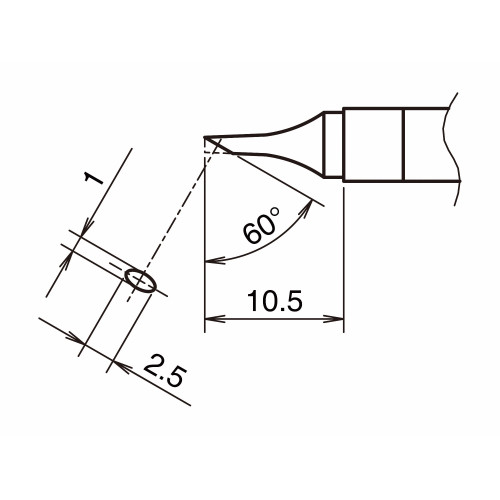 HAKKO T39-C1025 Soldering Tip Shape-C hor: 1mm, vrt: 2.5mm HAKKO T39-C1025 Soldering Tip Shape-C hor: 1mm, vrt: 2.5mm
