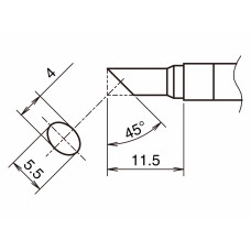 HAKKO T39-C4055 Soldering Tip Shape-C hor: 4mm, vrt: 5.5mm
