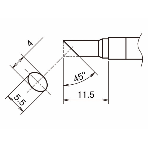 HAKKO T39-C4055 Soldering Tip Shape-C hor: 4mm, vrt: 5.5mm HAKKO T39-C4055 Soldering Tip Shape-C hor: 4mm, vrt: 5.5mm
