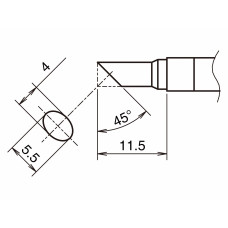 HAKKO T39-CF4055 Soldering Tip Shape-C hor: 4mm, vrt: 5.5mm Tinned Surface Only