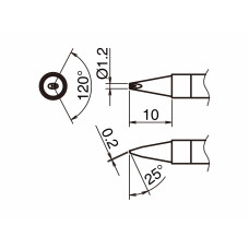 HAKKO T39-DR12 Soldering Tip Shape-1.2D with V-Groove