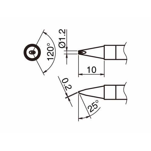 HAKKO T39-DR12 Soldering Tip Shape-1.2D with V-Groove HAKKO T39-DR12 Soldering Tip Shape-1.2D with V-Groove
