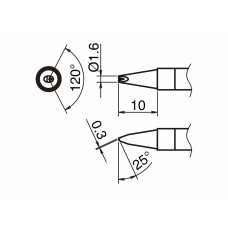 HAKKO T39-DR16 Soldering Tip Shape-1.6D with V-Groove