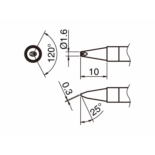 HAKKO T39-DR16 Soldering Tip Shape-1.6D with V-Groove HAKKO T39-DR16 Soldering Tip Shape-1.6D with V-Groove
