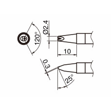 HAKKO T39-DR24 Soldering Tip Shape-2.4D with V-Groove