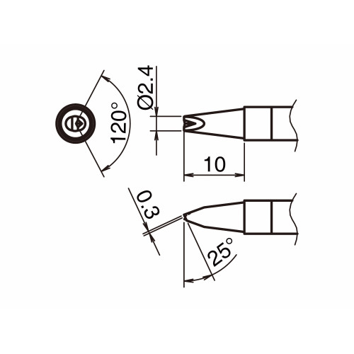 HAKKO T39-DR24 Soldering Tip Shape-2.4D with V-Groove