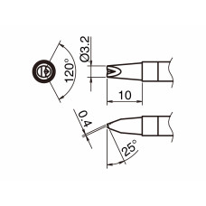 HAKKO T39-DR32 Soldering Tip Shape-3.2D with V-Groove