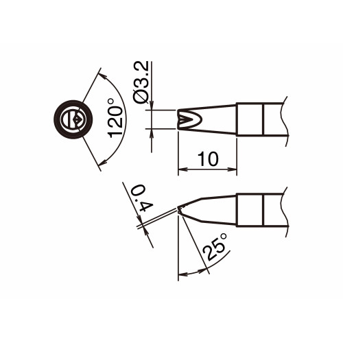 HAKKO T39-DR32 Soldering Tip Shape-3.2D with V-Groove HAKKO T39-DR32 Soldering Tip Shape-3.2D with V-Groove