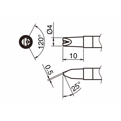 HAKKO T39-DR4 Soldering Tip Shape-4D with V-Groove HAKKO T39-DR4 Soldering Tip Shape-4D with V-Groove