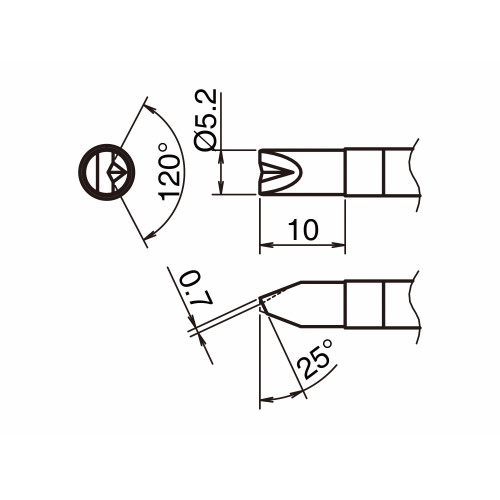HAKKO T39-DR52 Punta Saldante Formato-5.2D con V-Groove HAKKO T39-DR52 Punta Saldante Formato-5.2D con V-Groove