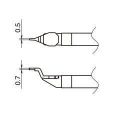 HAKKO T51-I05 Pair of Soldering Tips/Chip Shape-0.5I