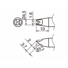 HAKKO T53-BCR1645 Soldering Tip/Shape-BC with Slot in: 1.6mm, out: 4.5mm