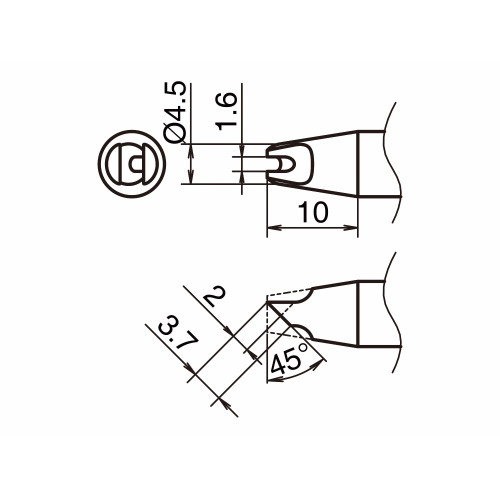 HAKKO T53-BCR1645 Soldering Tip/Shape-BC with Slot in: 1.6mm, out: 4.5mm HAKKO T53-BCR1645 Soldering Tip/Shape-BC with Slot in: 1.6mm, out: 4.5mm
