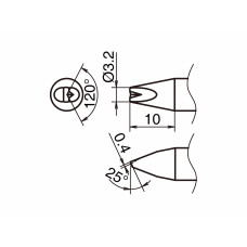 HAKKO T53-DR32 Soldering Tip/Shape-3.2D with V-Groove