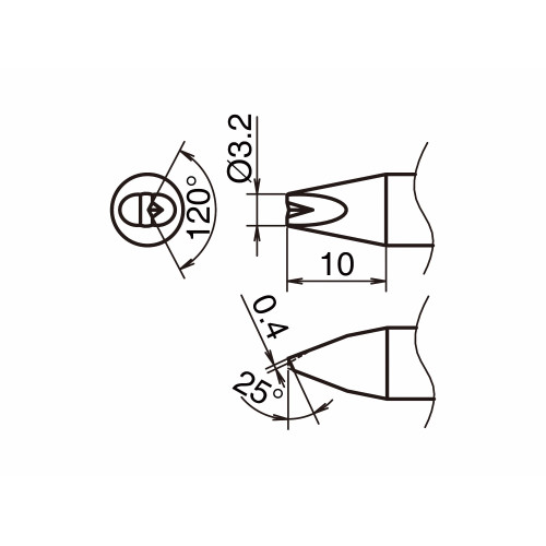 HAKKO T53-DR32 Soldering Tip/Shape-3.2D with V-Groove HAKKO T53-DR32 Soldering Tip/Shape-3.2D with V-Groove