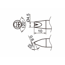 HAKKO T53-DR45 Soldering Tip/Shape-4.5D with V-Groove