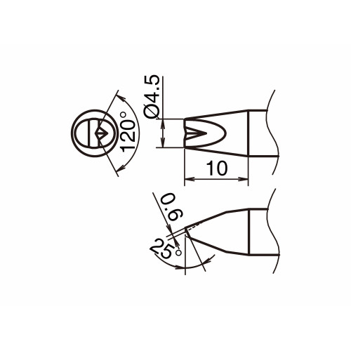 HAKKO T53-DR45 Soldering Tip/Shape-4.5D with V-Groove