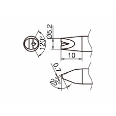 HAKKO T53-DR52 Soldering Tip/Shape-5.2D with V-Groove