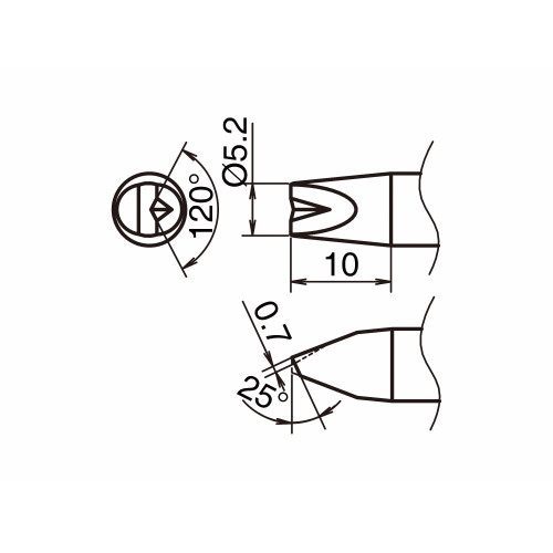 HAKKO T53-DR52 Soldering Tip/Shape-5.2D with V-Groove