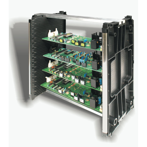 Iteco 7804.052 Black dissipative plastic side panel for miniLABERACK, 300x170x21 mm with 44 guides