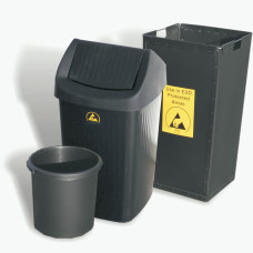 Iteco 7804.404 Black conductive polypropylene ESD paper bin, 120 L capacity, size 400x400x780 (H) mm