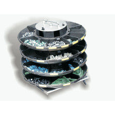 Iteco 7804.620 4-tier component carousel, 600 mm diameter, dissipative black plastic, 20° tilt