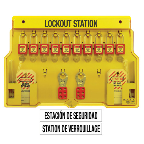 Master Lock 1483BP410 Complete Wall Lockout Station (10 Zenex™ Padlocks)
